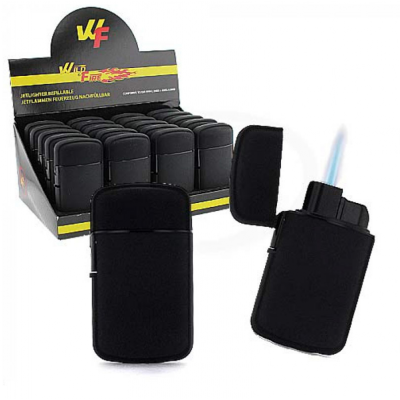 Wildfire - JetFlame aansteker - Bolly Rubber - Zwart - Display (20-stuks)