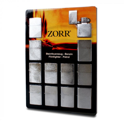 Zorr - Benzine aansteker - Chrome brush - Display (12-stuks)