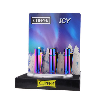 Clipper - Vuursteen aansteker - Icy Colors 2 Metal - Display (12-stuks)