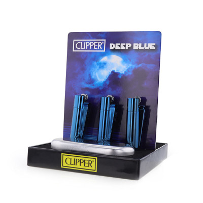 Clipper - Vuursteen aansteker - Deep Blauw Metal - Display (12-stuks)