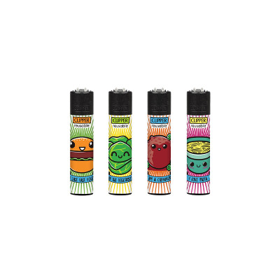 Clipper - Vuursteen aansteker - Funny Foodie + BW - Display (48-stuks)