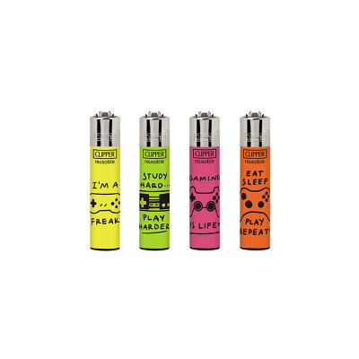 Clipper - Vuursteen aansteker - Gaming Life - Display (48-stuks)