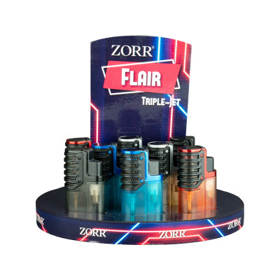 Zorr - Triple JetFlame aansteker - Flair - Display (8-stuks)