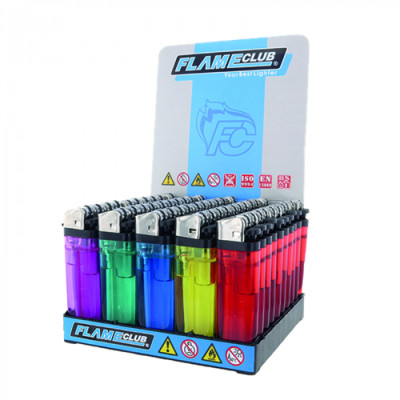 FlameClub - Wegwerp aansteker vuursteen - Transparant - Display (50-stuks)