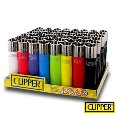 Clipper Classic - Vuursteen aansteker - Solid Colors - Display (48-stuks)