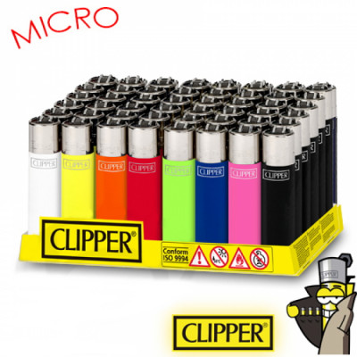 Clipper Classic Micro - Vuursteen aansteker - Solid Colors - Display (48-stuks)