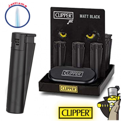 Clipper Giftbox - JetFlame aansteker - Black Matt Metal - Display (12-stuks)