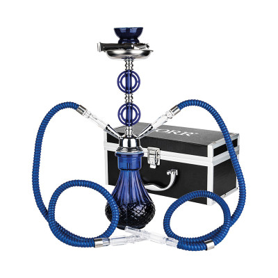 Hookah - Waterpijp set (2-slangen) - Blauw - In Alukoffer