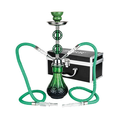 Hookah - Waterpijp set (2-slangen) - Groen - In Alukoffer
